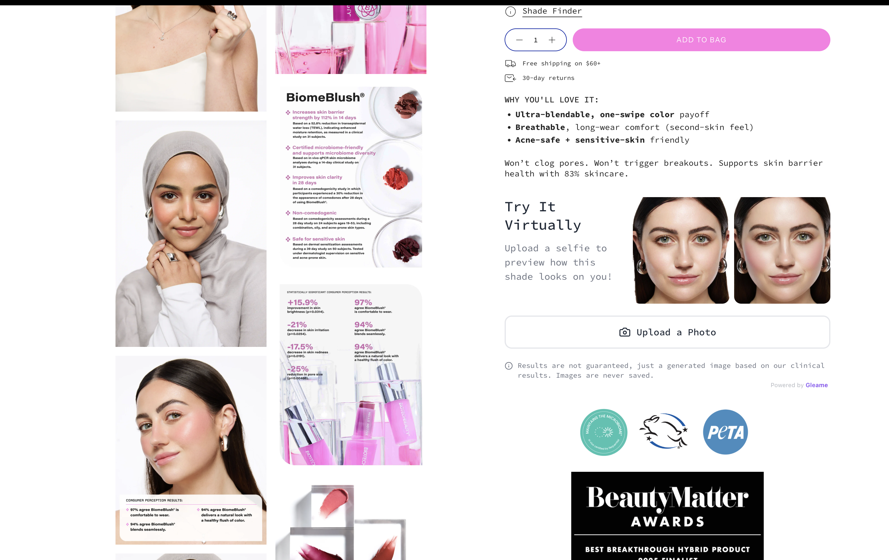 Gleame widget demo on product page